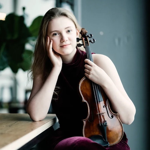harlotte Spruit, violinist, playing with pianist, Angus Webster at Chester Music Society's Celebrity Concert series