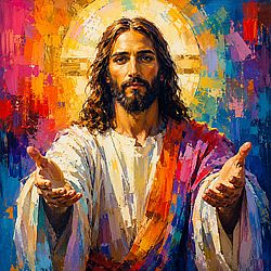 shows a modern day painting of the Messiah