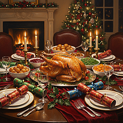 this image shwos a christmas festive table setting