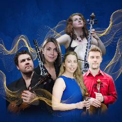 This shows Katherine Lacy and the other members of the quintet