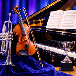 shows some of the instruments played by those competing for Cheshire Young Musician of the Year